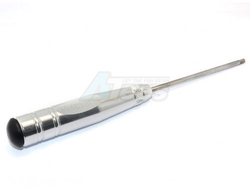 GPM Racing Miscellaneous All Aluminum Hex Screw Driver Of New Handle Design With 3.0mm Steel Long Pin - 1pc Silver