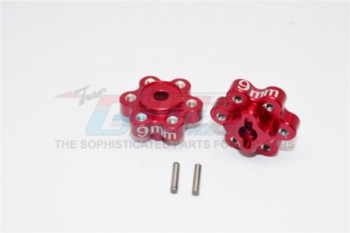 GPM Racing Axial Yeti Aluminium 2.2 Wheel Hub Adapters (9Mm Thickness) - 1Pair Set Red