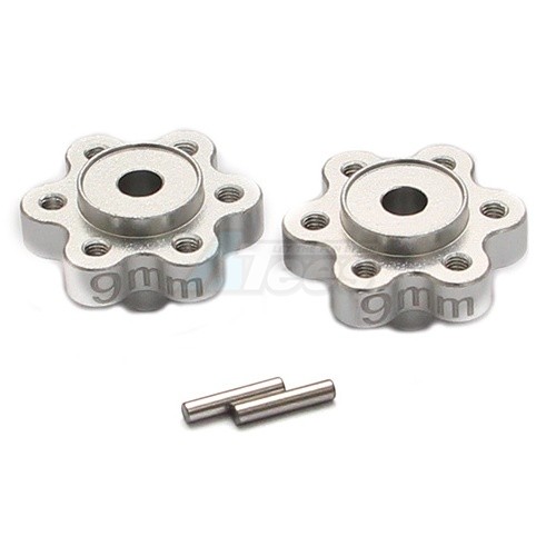 GPM Racing Axial Yeti Aluminium 2.2 Wheel Hub Adapters (9Mm Thickness) - 1Pair Set Silver