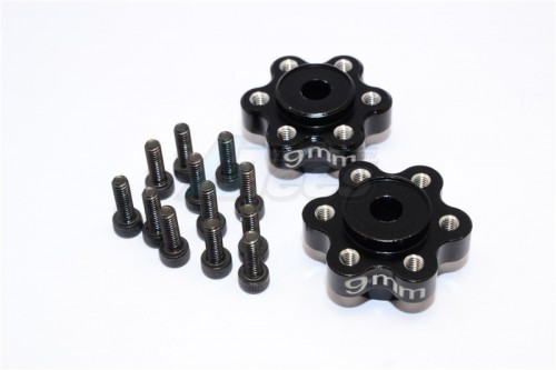GPM Racing Axial Yeti Aluminium 2.2 Wheel Hub Adapters (9Mm Thickness) - 1 Pair Set For Yeti EXO Wraith SCX10 Black