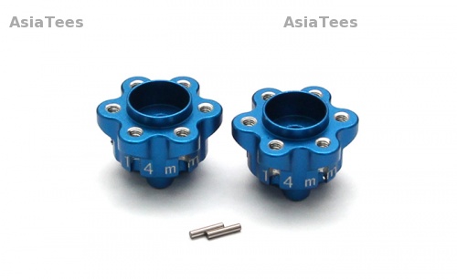 GPM Racing Axial Yeti Aluminium 2.2 Wheel Hub Adapters (14Mm Thickness) - 1Pair Set Blue