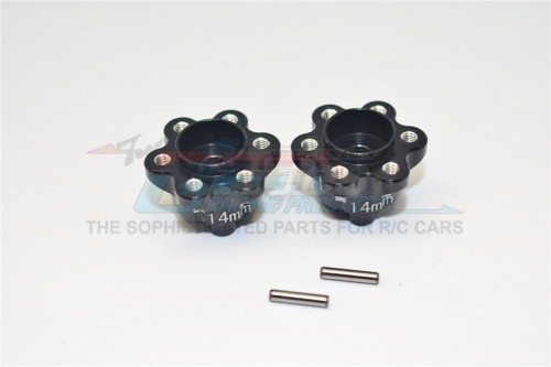 GPM Racing Axial Yeti Aluminium 2.2 Wheel Hub Adapters (14Mm Thickness) - 1Pair Set Black
