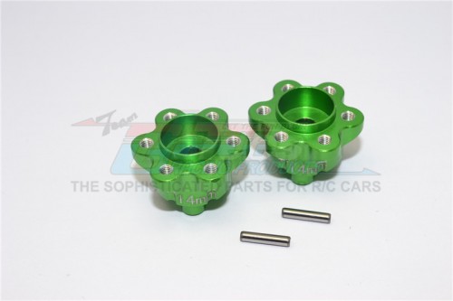 GPM Racing Axial Yeti Aluminium 2.2 Wheel Hub Adapters (14Mm Thickness) - 1Pair Set Green