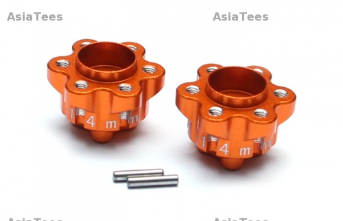 GPM Racing Axial Yeti Aluminium 2.2 Wheel Hub Adapters (14Mm Thickness) - 1Pair Set Orange