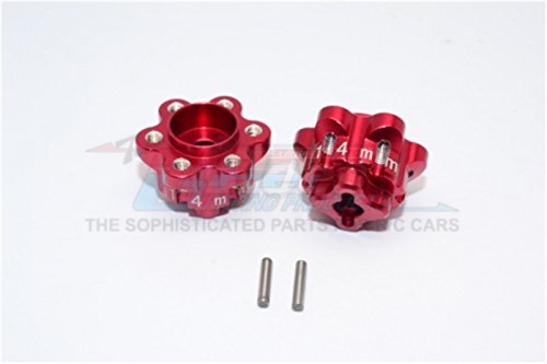GPM Racing Axial Yeti Aluminium 2.2 Wheel Hub Adapters (14Mm Thickness) - 1Pair Set Red