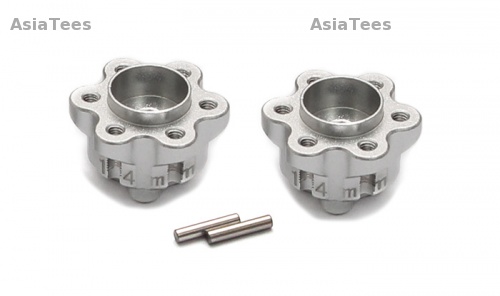GPM Racing Axial Yeti Aluminium 2.2 Wheel Hub Adapters (14Mm Thickness) - 1Pair Set Silver