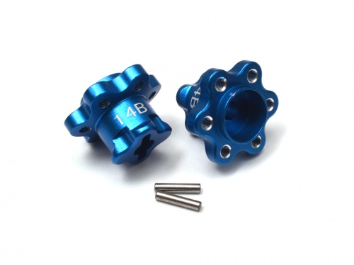 GPM Racing Axial Yeti Aluminium 2.2 Wheel Hub Adapters (14MM Thickness) Economy Version - 1Pr Set Blue