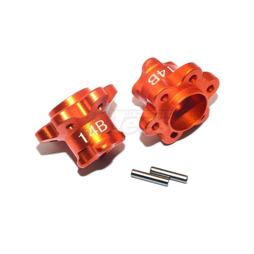 GPM Racing Axial Yeti Aluminium 2.2 Wheel Hub Adapters (14MM Thickness) Economy Version - 1Pr Set Orange