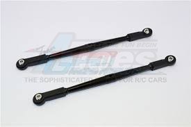 GPM Racing Axial Yeti Aluminum Rear Upper Chassis Link Parts With Plastic Ends - 1Pair Black