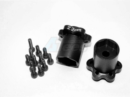 GPM Racing Axial EXO Aluminium 2.2 Wheel Hub Adapters (22Mm Thickness) - 1 Pair Black
