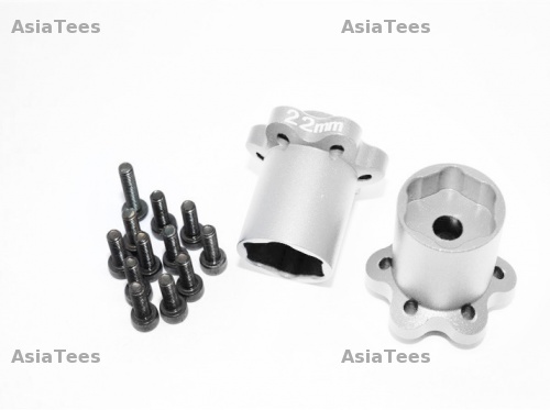 GPM Racing Axial Yeti Aluminium 2.2 Wheel Hub Adapters (22Mm Thickness) - 1 Pair Set For Yeti EXO Wraith SCX10 Silver