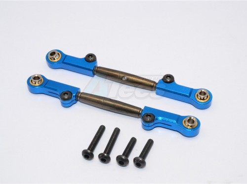 GPM Racing Axial Yeti Spring Steel Steering Anti-Thread Tie Rod With Aluminium Ends - 1Pair Set Blue