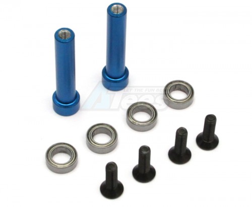 GPM Racing Axial Yeti Aluminium Steering Assembly Posts With Bearings - 2Pcs Set Blue
