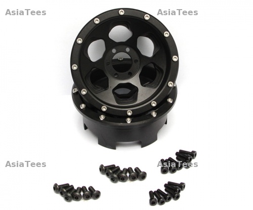 GPM Racing Axial Yeti Aluminium Front/Rear 2.2 Wheels (6 Poles) - 1Pair Set Black