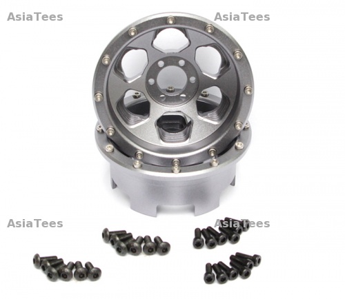 GPM Racing Axial Yeti Aluminium Front/Rear 2.2 Wheels (6 Poles) - 1Pair Set Gun Metal