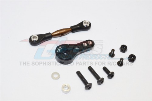 GPM Racing Axial Yeti Spring Steel Anti-Thread Tie Rod With Aluminium Servo Horn For 24T Spline Output Shaft - 1Set Black