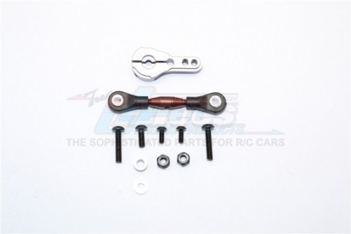 GPM Racing Axial Yeti Spring Steel Anti-Thread Tie Rod With Aluminium Servo Horn For 24T Spline Output Shaft - 1Set Silver