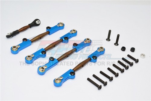 GPM Racing Axial Yeti Spring Steel Completed Anti-Thread Tie Rod With Aluminium Ends - 5Pcs Set Blue