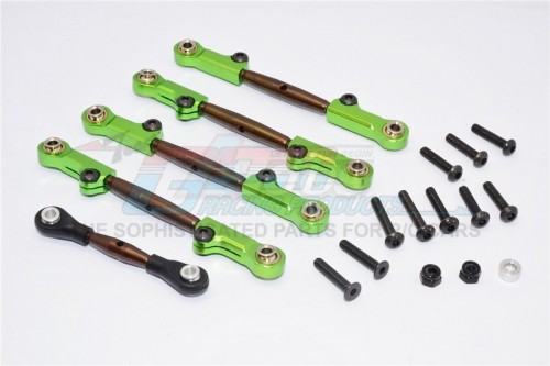 GPM Racing Axial Yeti Spring Steel Completed Anti-Thread Tie Rod With Aluminium Ends - 5Pcs Set Green
