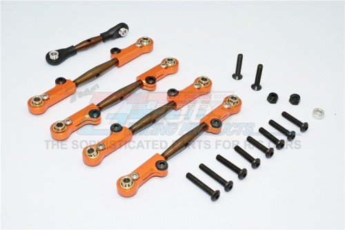 GPM Racing Axial Yeti Spring Steel Completed Anti-Thread Tie Rod With Aluminium Ends - 5Pcs Set Orange