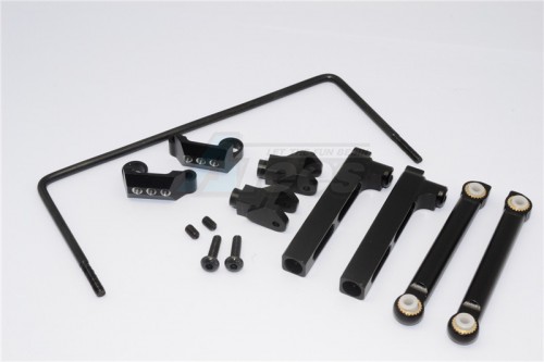 GPM Racing Axial Yeti Aluminium Rear Sway Bar Mount + Cage Mount + Wire - 9Pcs Set Black