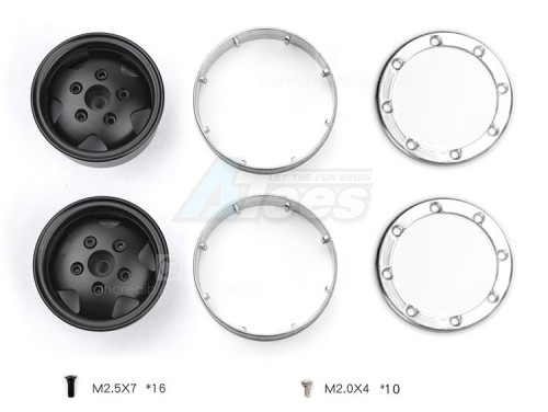 GRC Miscellaneous All 1.9 Metal Beadlock Wheel for TRX4 Defender & TRC Rover SUV First Gen Black