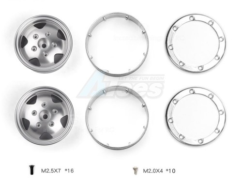 GRC Miscellaneous All 1.9 Metal Beadlock Wheel for TRX4 Defender & TRC Rover SUV First Gen Silver