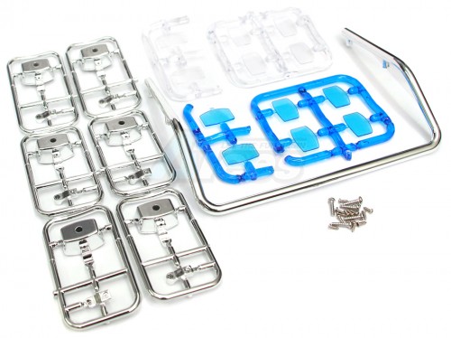 Hercules Hobby Miscellaneous All Roof Top Light Bar - 6 Square Lights With Plastic Stands 130mm Length & 100mm Width For Mercedes Actros