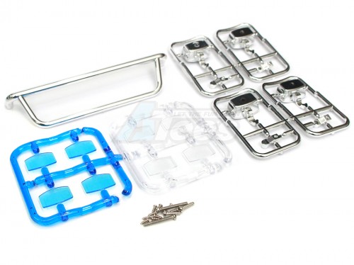 Hercules Hobby Miscellaneous All Roof Top Light Bar - 4 Square Lights With Plastic Stands 110mm Width & 16mm Depth & 28mm Height For Mercedes Actros