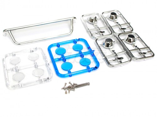 Hercules Hobby Miscellaneous All Roof Top Light Bar - 4 Round Lights With Plastic Stands 110mm Width & 16mm Depth & 28mm Height For Mercedes Actros