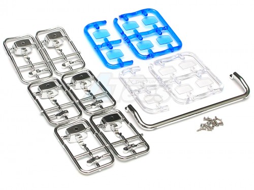 Hercules Hobby Miscellaneous All Roof Light Bar - 6 Square Lights With Plastic Stands 130mm Length & 30mm Width For Scania