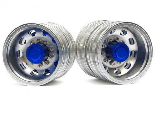 Hercules Hobby Miscellaneous All 1/14 Tractor Trucks Rear Dually Wheels Double Attached Wheels (2 pcs) Version A Blue