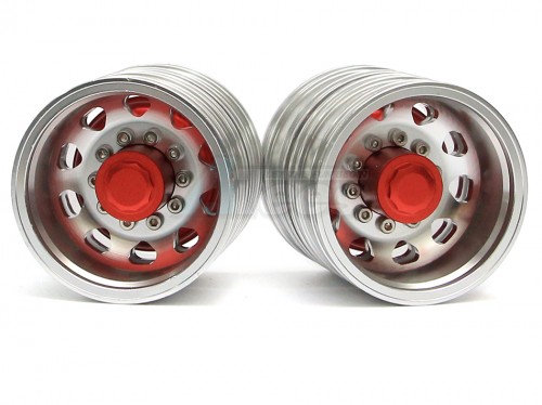 Hercules Hobby Miscellaneous All 1/14 Tractor Trucks Rear Dually Wheels Double Attached Wheels (2 pcs) Version A Red