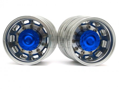 Hercules Hobby Miscellaneous All 1/14 Tractor Trucks Rear Dually Wheels Double Attached Wheels (2 pcs) Version B Blue