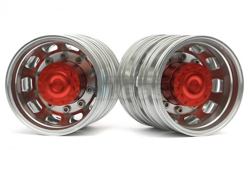 Hercules Hobby Miscellaneous All 1/14 Tractor Trucks Rear Dually Wheels Double Attached Wheels (2 pcs) Version B Red