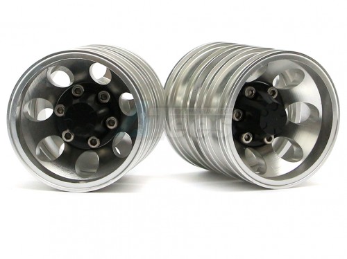 Hercules Hobby Miscellaneous All 1/14 Tractor Trucks Rear Dually Wheels Double Attached Wheels (2 pcs) Version C Black