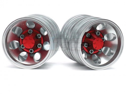 Hercules Hobby Miscellaneous All 1/14 Tractor Trucks Rear Dually Wheels Double Attached Wheels (2 pcs) Version C Red