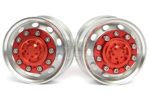 Hercules Hobby Miscellaneous All 1/14 Tractor Trucks Rear Wheels Single Wheels (2 pcs) Version A Red