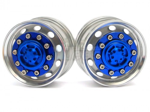 Hercules Hobby Miscellaneous All 1/14 Tractor Trucks Front Wide Wheels (2 pcs) Version A Blue
