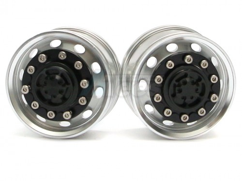 Hercules Hobby Miscellaneous All 1/14 Tractor Trucks Front Wide Wheels (2 pcs) Version A Black