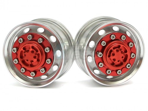 Hercules Hobby Miscellaneous All 1/14 Tractor Trucks Front Wide Wheels (2 pcs) Version A Red