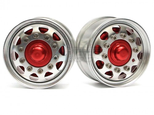 Hercules Hobby Miscellaneous All 1/14 Tractor Trucks Front Wide Wheels (2 pcs) Version B Red
