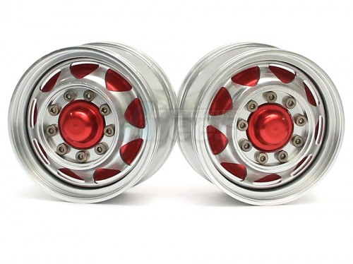 Hercules Hobby Miscellaneous All 1/14 Tractor Trucks Front Wide Wheels (2 pcs) Version D Red