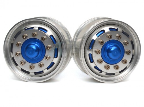 Hercules Hobby Miscellaneous All 1/14 Tractor Trucks Front Wide Wheels (2 pcs) Version E Blue
