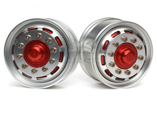 Hercules Hobby Miscellaneous All 1/14 Tractor Trucks Front Wide Wheels (2 pcs) Version E Red