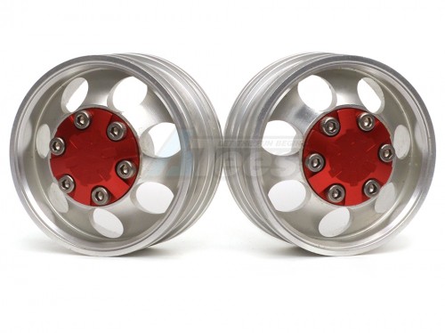 Hercules Hobby Miscellaneous All 1/14 Tractor Trucks Front Narrow Wheels (2 pcs) Version F Red