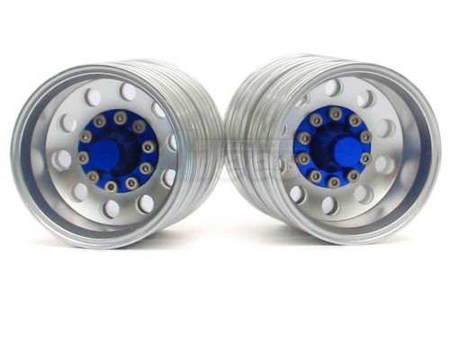 Hercules Hobby Miscellaneous All 1/14 Tractor Trucks Rear Dually Wheels Double Attached Wheels (2 pcs) Version F Blue