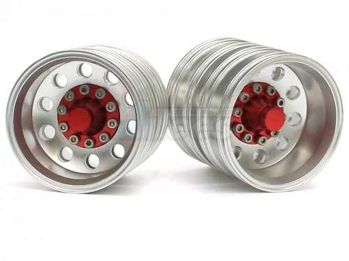 Hercules Hobby Miscellaneous All 1/14 Tractor Trucks Rear Dually Wheels Double Attached Wheels (2 pcs) Version F Red