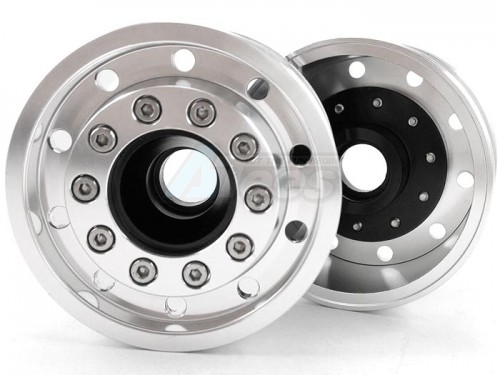 Hercules Hobby Miscellaneous All 1/14 Tractor Trucks Front Wide Wheels (2 pcs) Version G Black