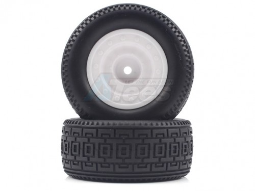 Himoto Himoto E12 Short Course White Rear Tires&Rims 2P